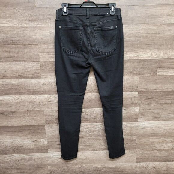 7 For All Mankind The Ankle Skinny Jeans in Black Sand Broken Twill Size 27 - Picture 4 of 16